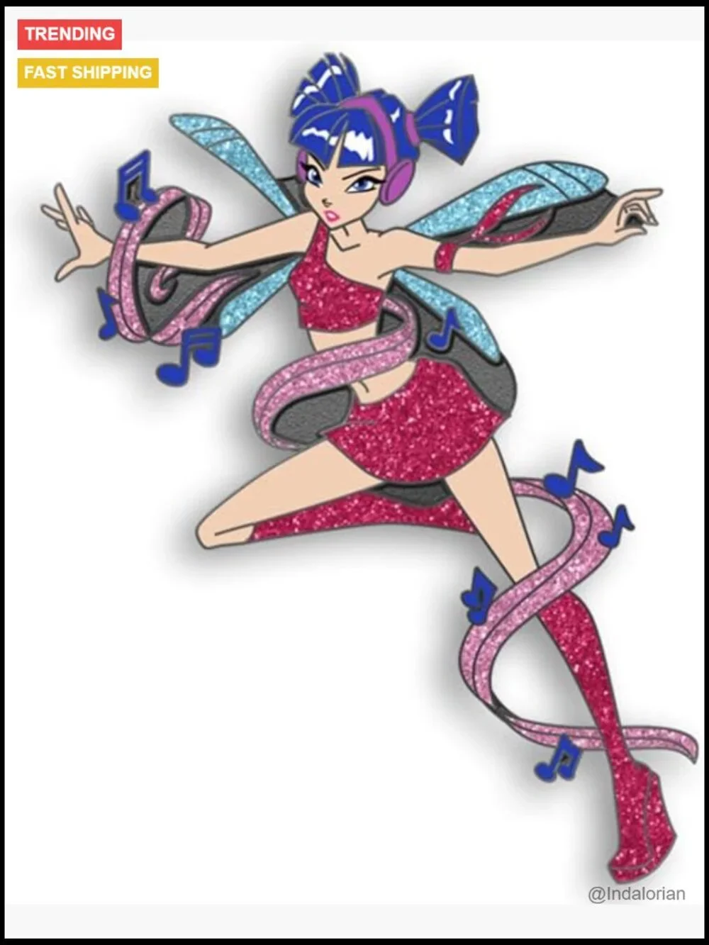 Pin, Officially Licensed Winx Club Musa Fairy, 2 inch, Double Posts
